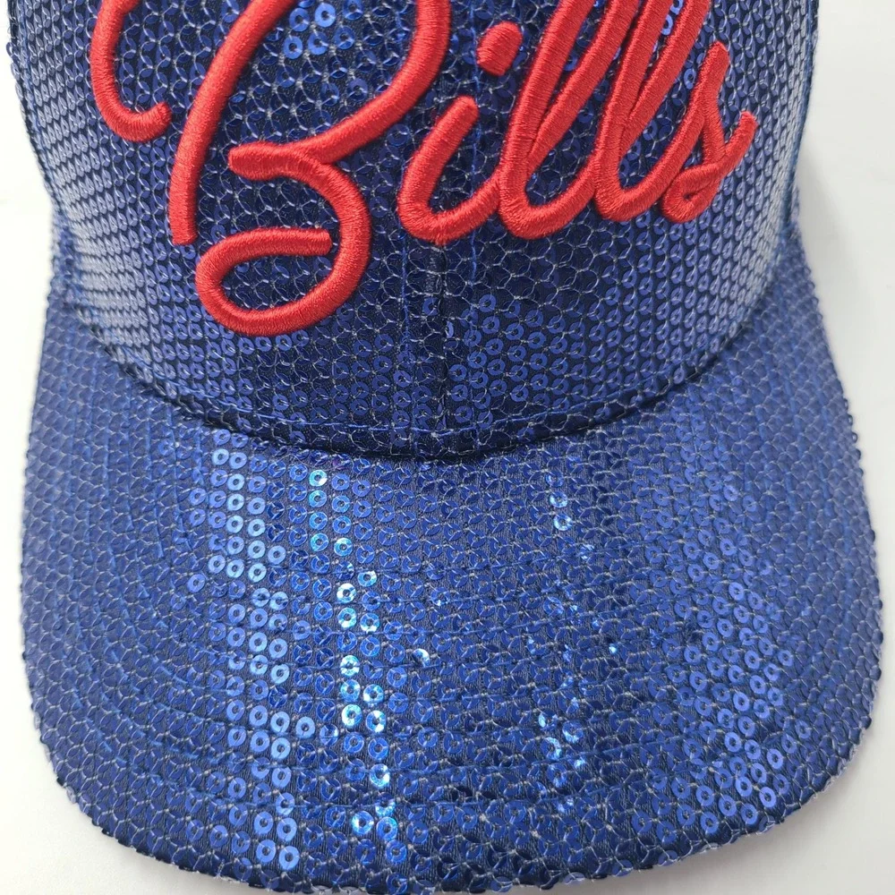 Women Buffalo Bills Hat Snapback New Era 9Forty Blue Red NFL Sequins Script Logo
